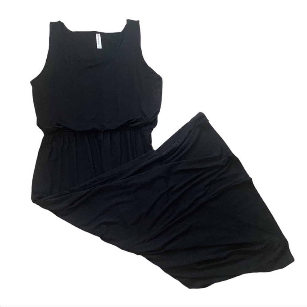 Zenana Black Bubble Top Maxi Sleeveless Dress Size 1X NWT‎